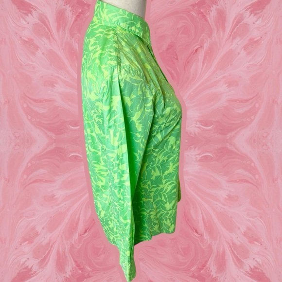J. Crew ‘Boy’ Button-Up Shirt in Tropical Leaf Print “Light Green Neon” Size 0 - Picture 13 of 15